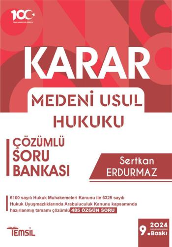 KARAR Medeni Usul Hukuku Çözümlü Soru Bankası