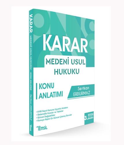 KARAR Medeni Usûl Hukuku Konu Anlatımı Kitabı